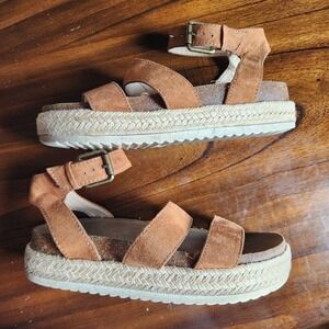 Art Class Brown Sandals Jute Hee Natural Color Contoured Size 4 Platform Ankle